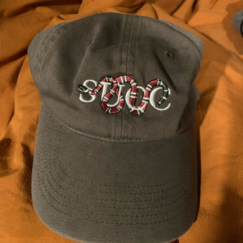 Olive green Succ Cap with Embroidered Snake Design